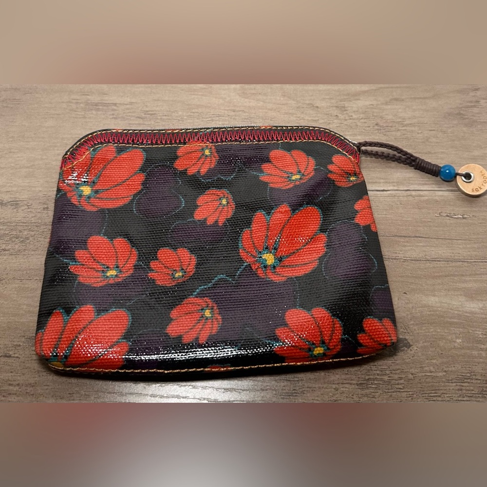 Sakroots Floral Cosmetic Makeup Bag Red &‎ Navy.